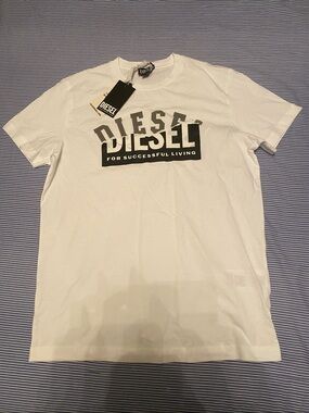 Diesel White Short-Sleeve Logo Tee size S Unisex